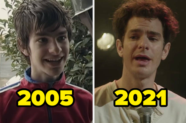 Andrew Garfield in 2005 and in 2021