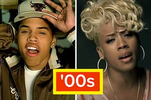 Chris Brown is on the left with Keshia Cole on the right labeled, "00s"