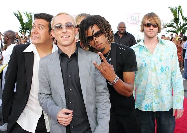 The band Yellowcard poses during red carpet event
