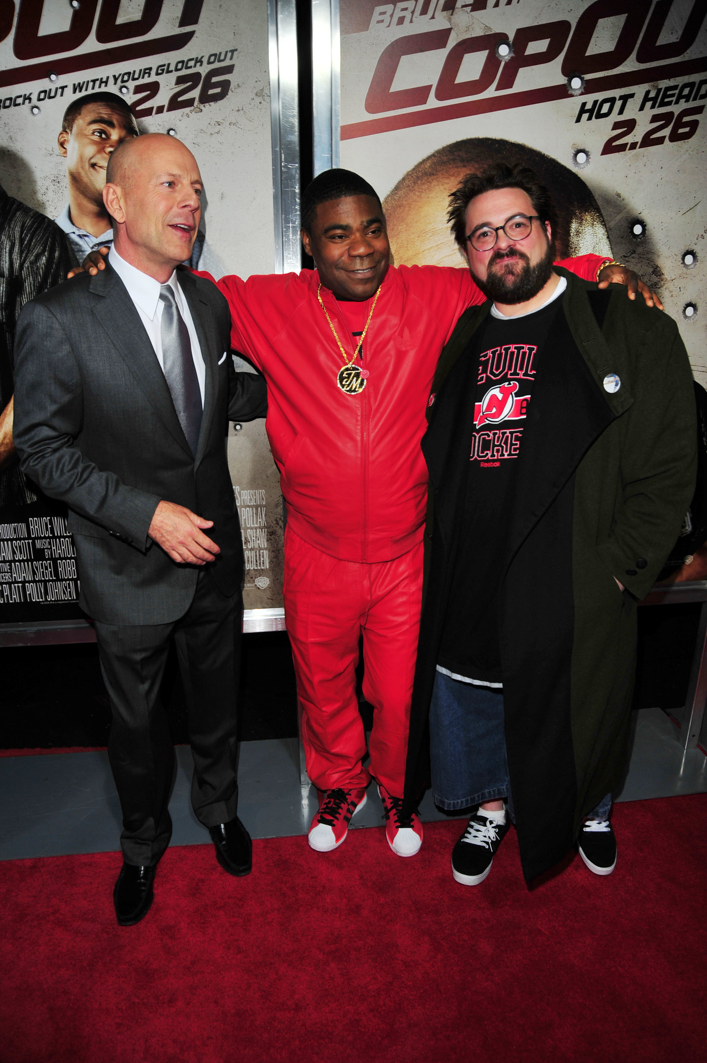Bruce Willis, Tracy Morgan and Kevin Smith attend COP OUT premiere
