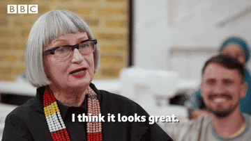 A gif of a person saying &quot;I think it looks great&quot;