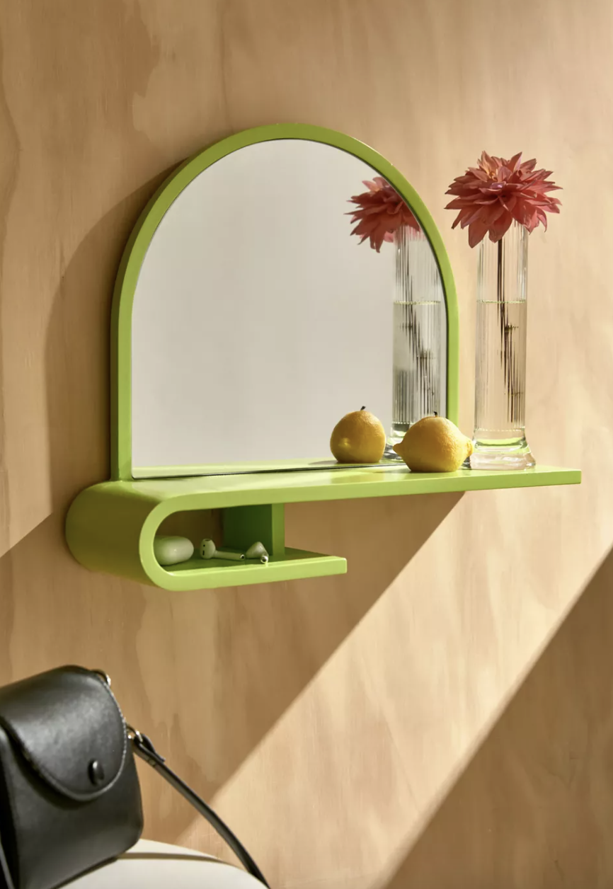 the green mirror/shelf