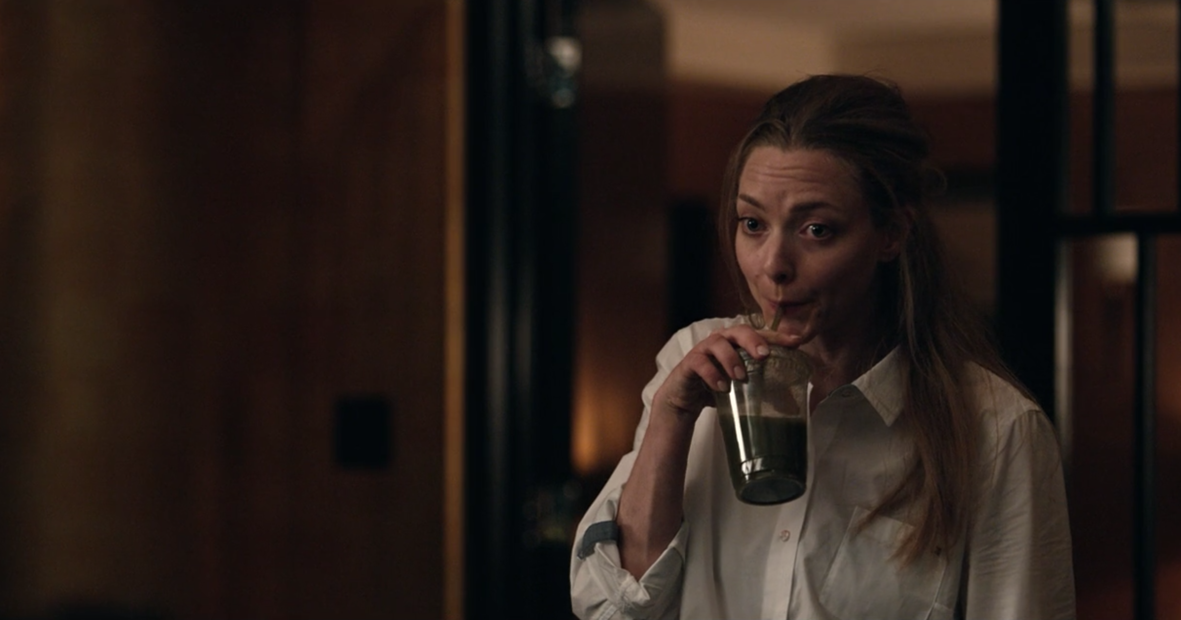 Elizabeth drinking green juice obsessively