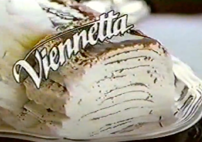 A screenshot of the Viennetta commercial showing the cake