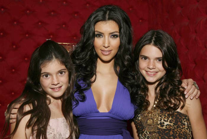 A young Kendall poses with Kylie and Kim