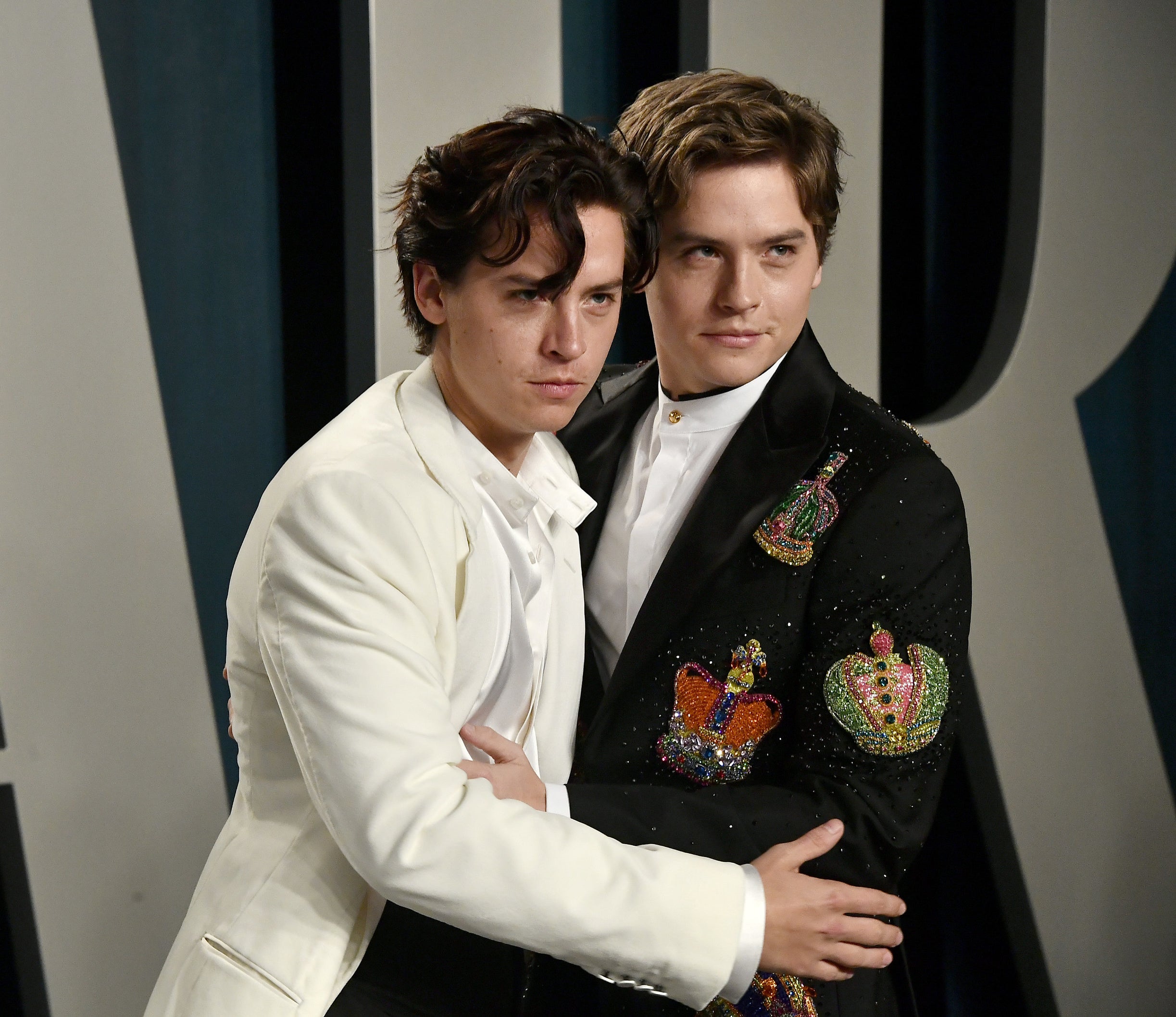 Cole Sprouse and Dylan Sprouse are pictured at the 2020 Vanity Fair Oscar Party on February 09, 2020