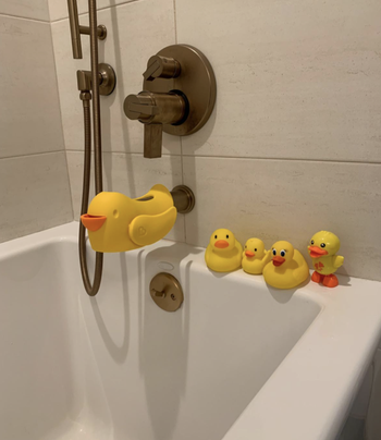 bath covered in rubber duckies