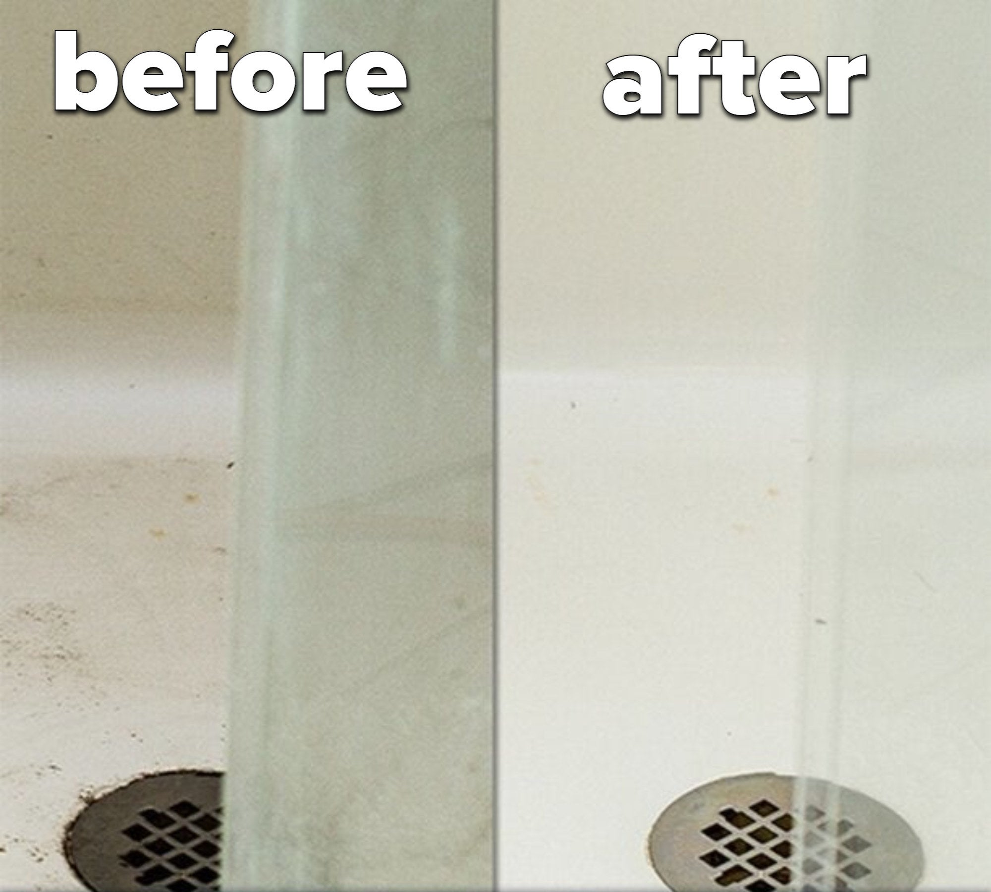 Before and after photos without and with the Wet and Forget cleaner