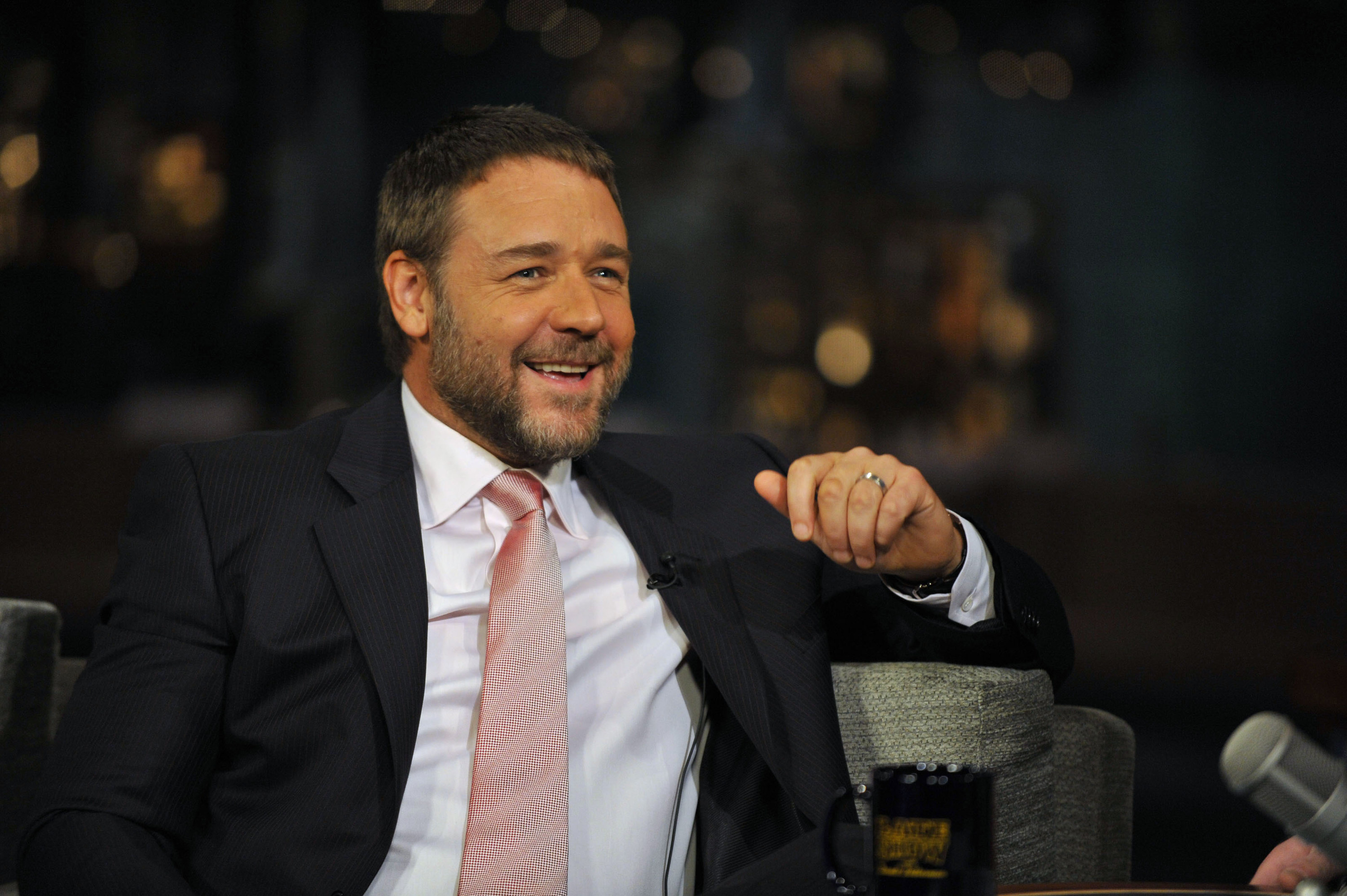 Russell Crowe laughing