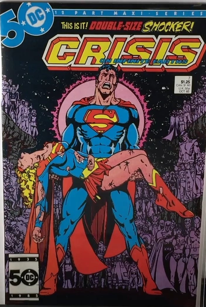 The cover for &quot;Crisis on Infinite Earths #7&quot; (1985)