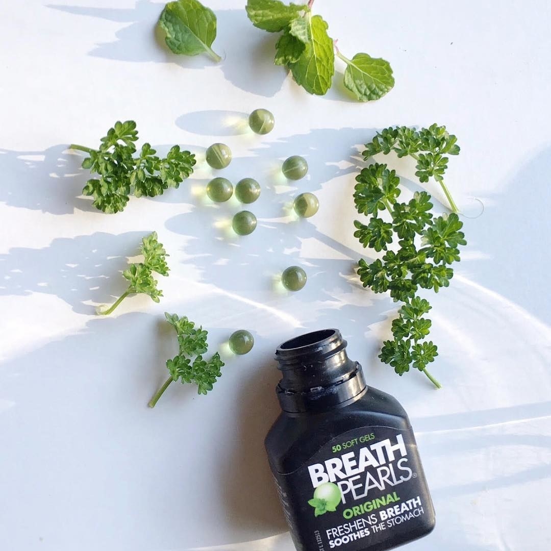 a bottle of the breath freshening pearls