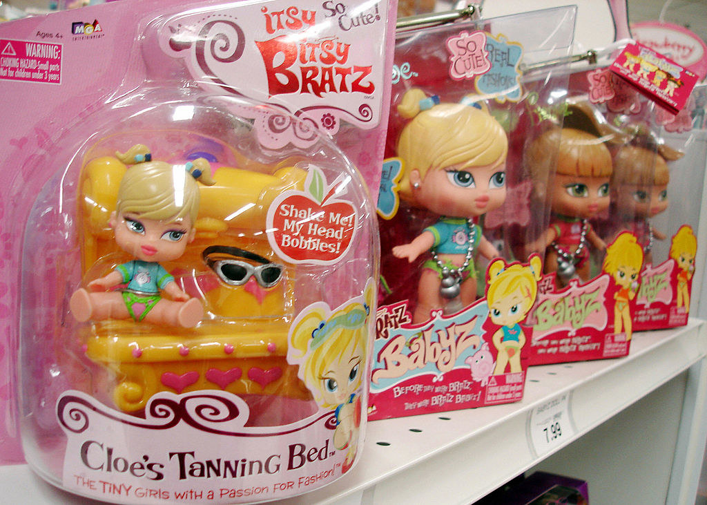 Itsy Bitsy Bratz dolls sitting on a shelf