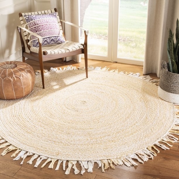the rug in a light beige color