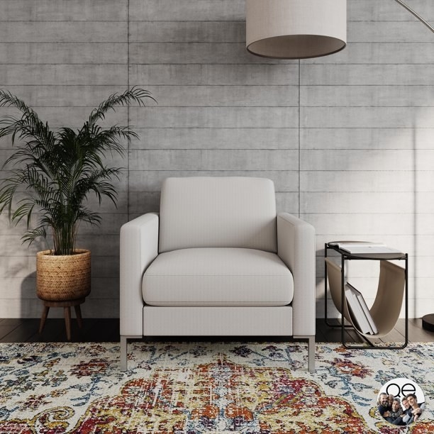 the accent chair in light grey
