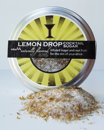 a jar of lemon drop cocktail sugar