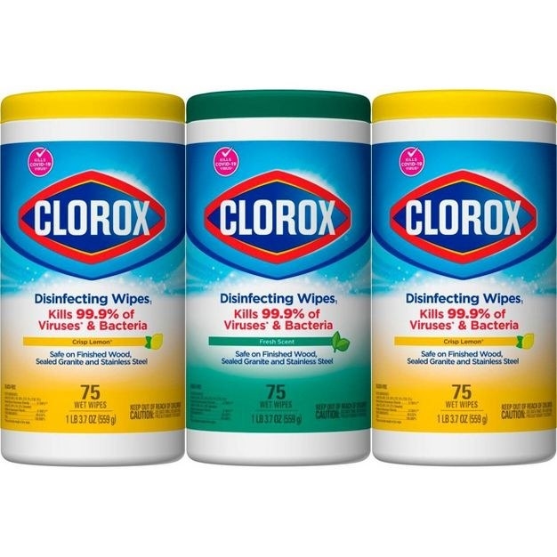 Set of 3 Clorox wipes