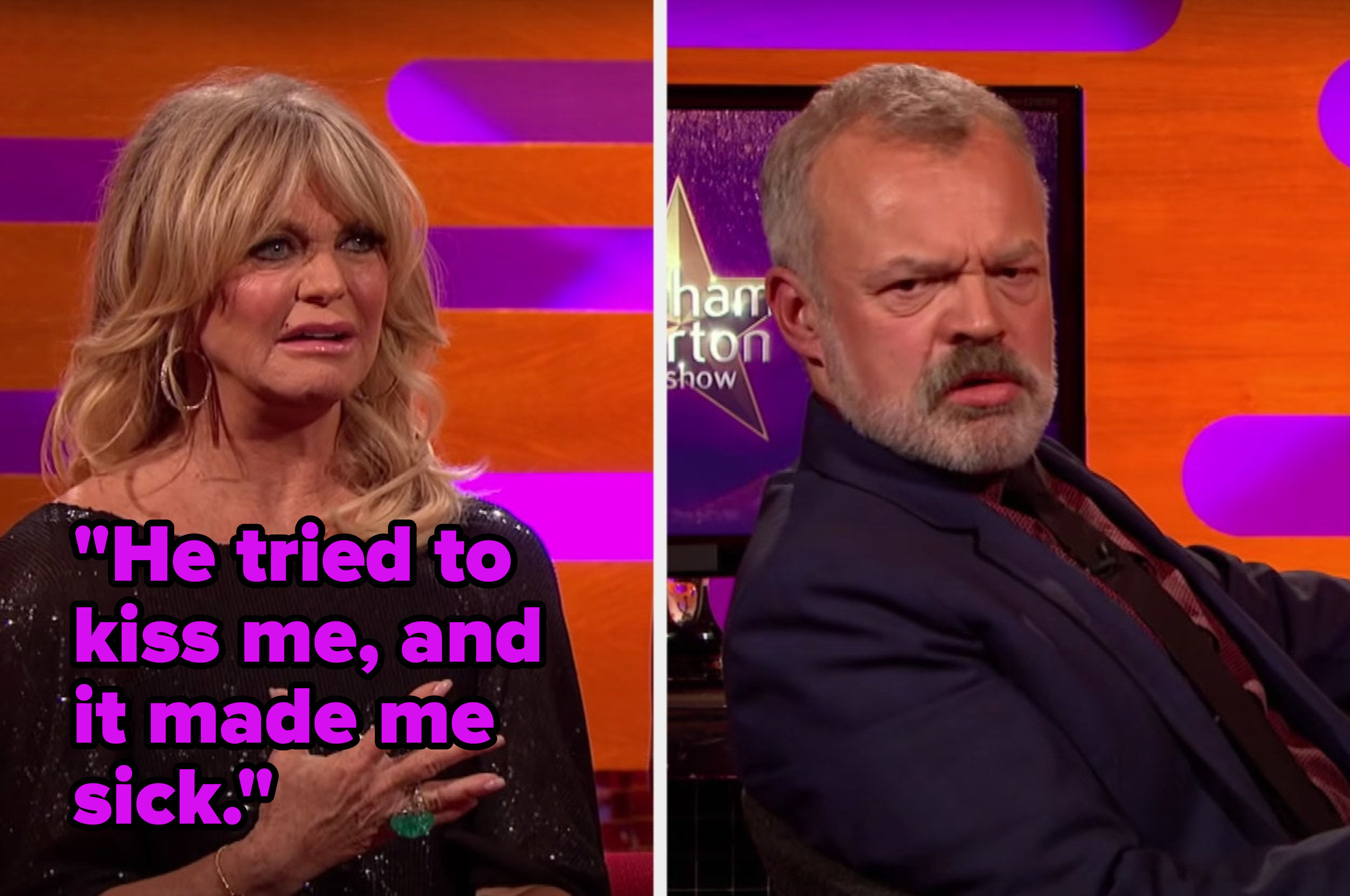Goldie Hawn talks about how a date of hers once made her vomit