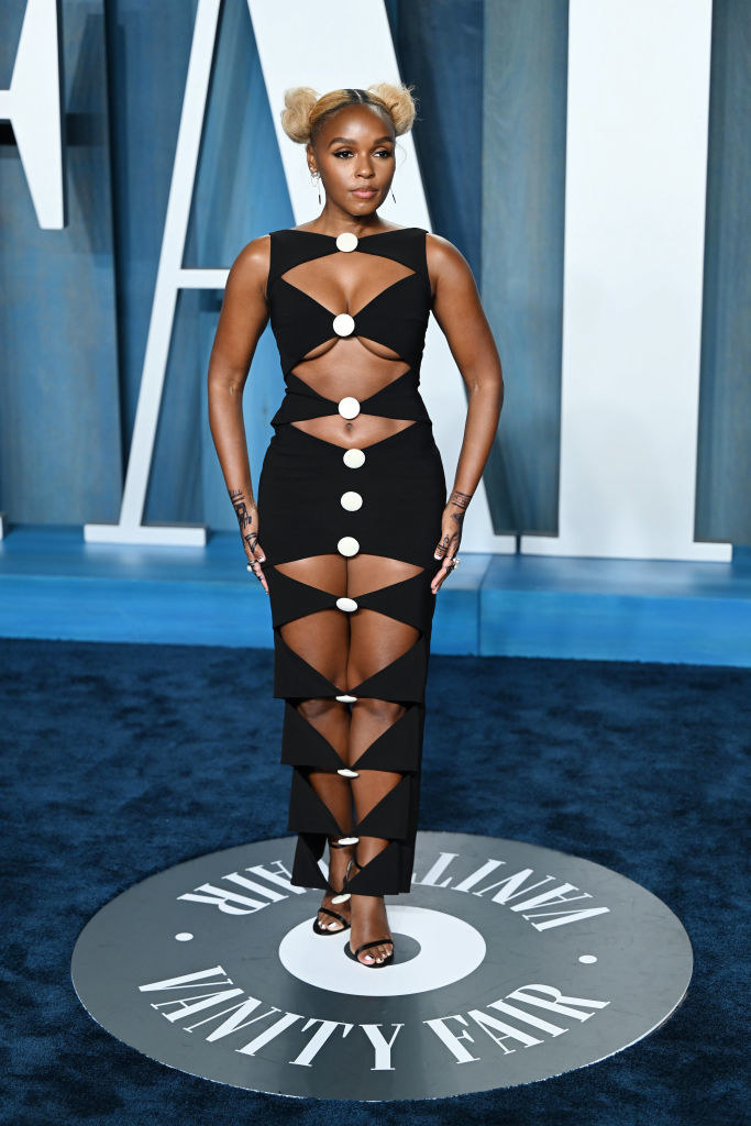 Janelle in a cutout long gown