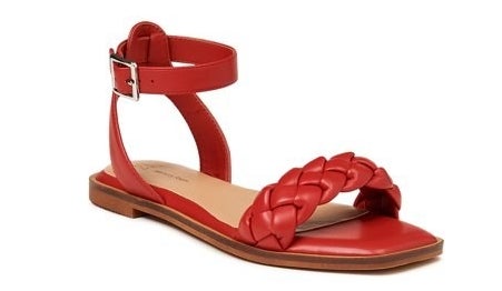 the braided sandals in bright red