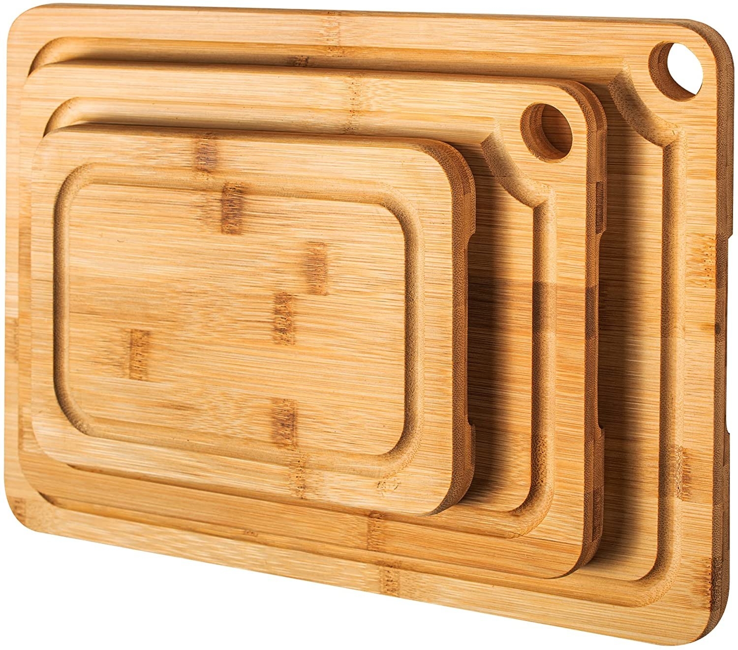 three wooden cutting boards