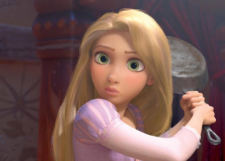 Rapunzel holding a pan