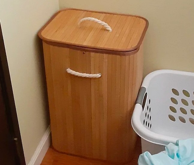 Review photo of the natural wood bamboo laundry hamper
