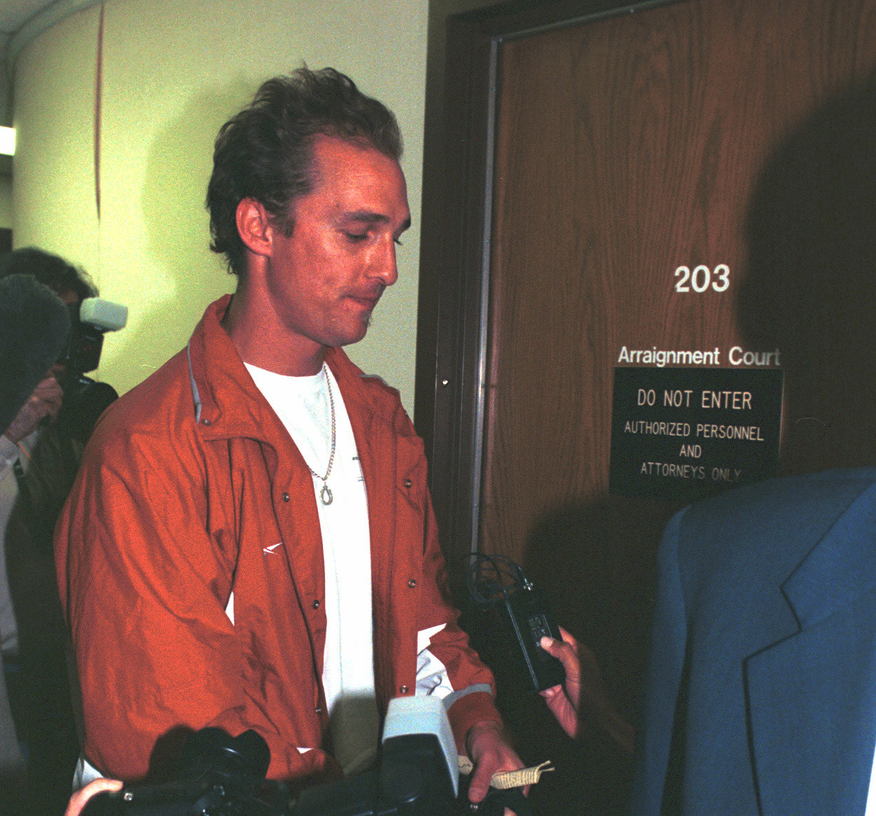 Matthew McConaughey leaving jail in 1999
