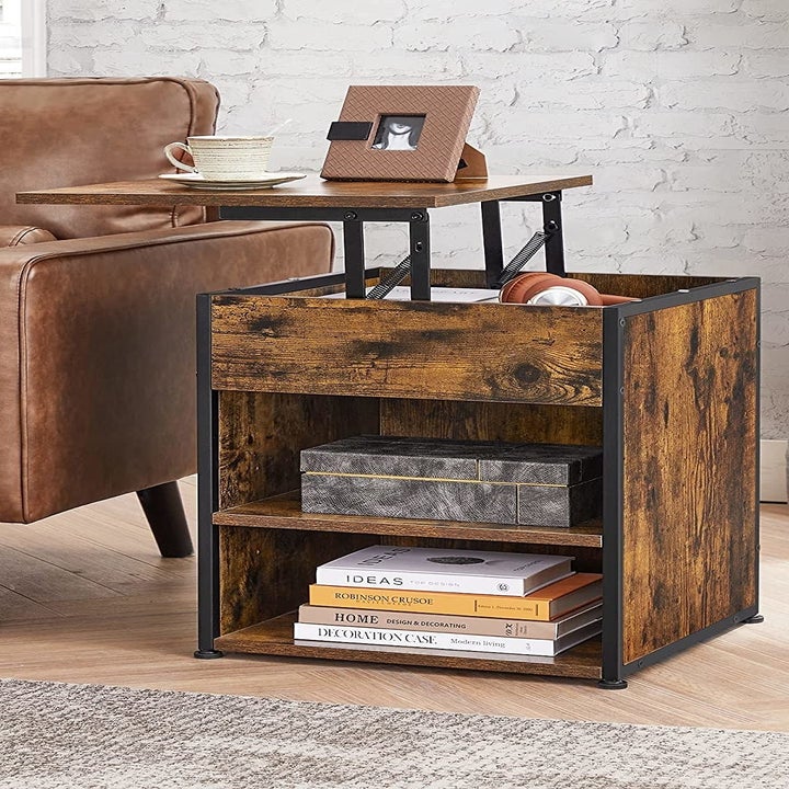 The table in a living room beside a sofa