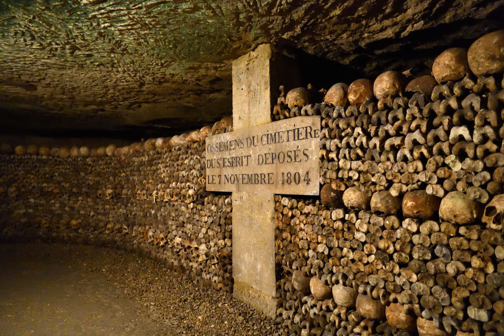 A view of the bones and skulls inside the Catacombs