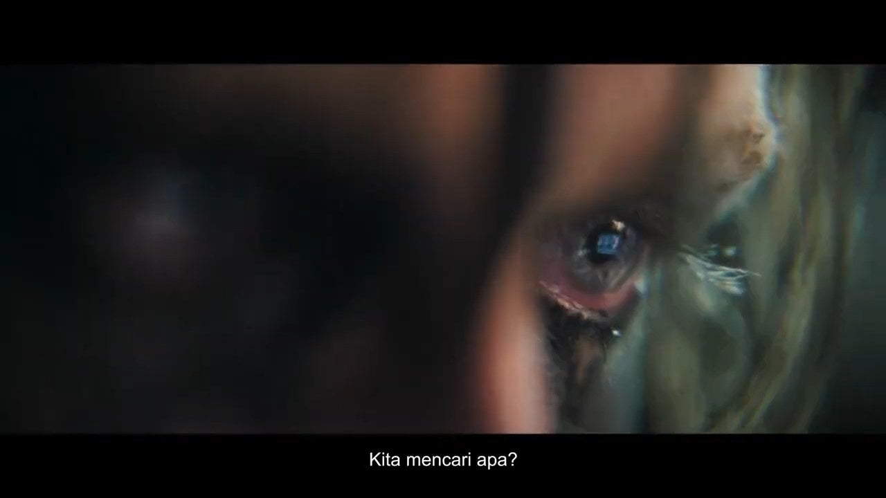 Bruce with his camera contact lens on in "The Batman"