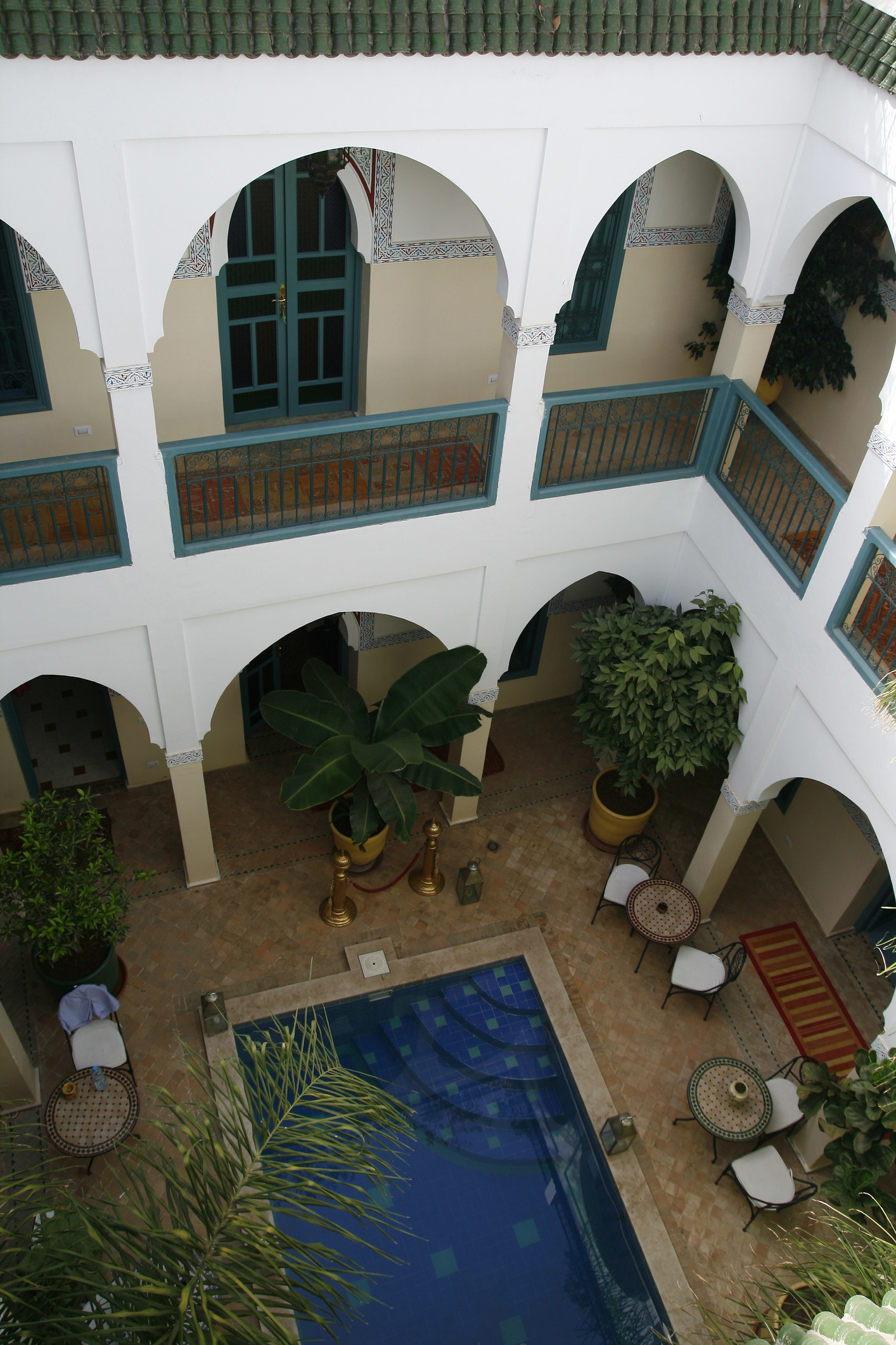 The courtyard of a riad in Morocco.
