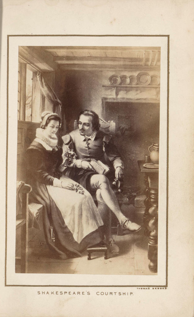 a vintage portrait of Shakespeare and his wife