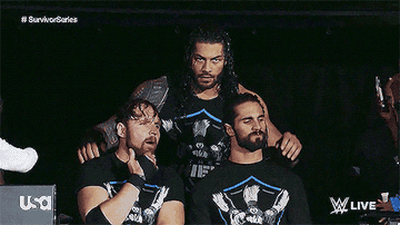 Roman Reigns leans into Dean Ambrose and Seth Rollins