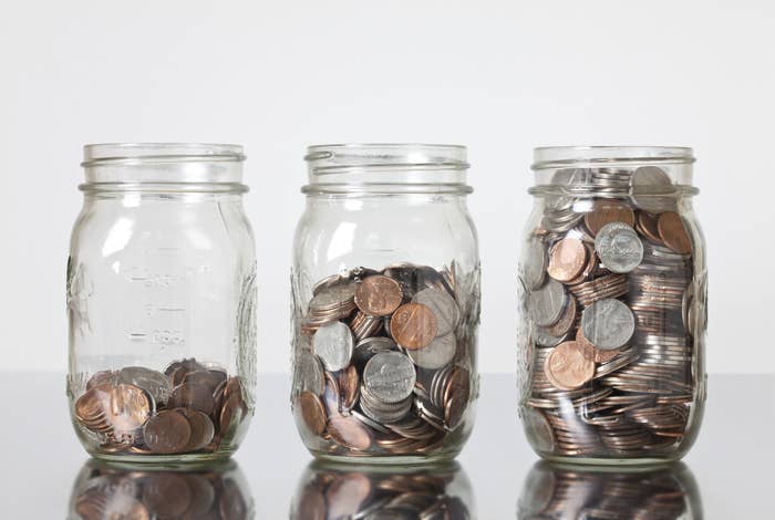 Jars filled with loose change
