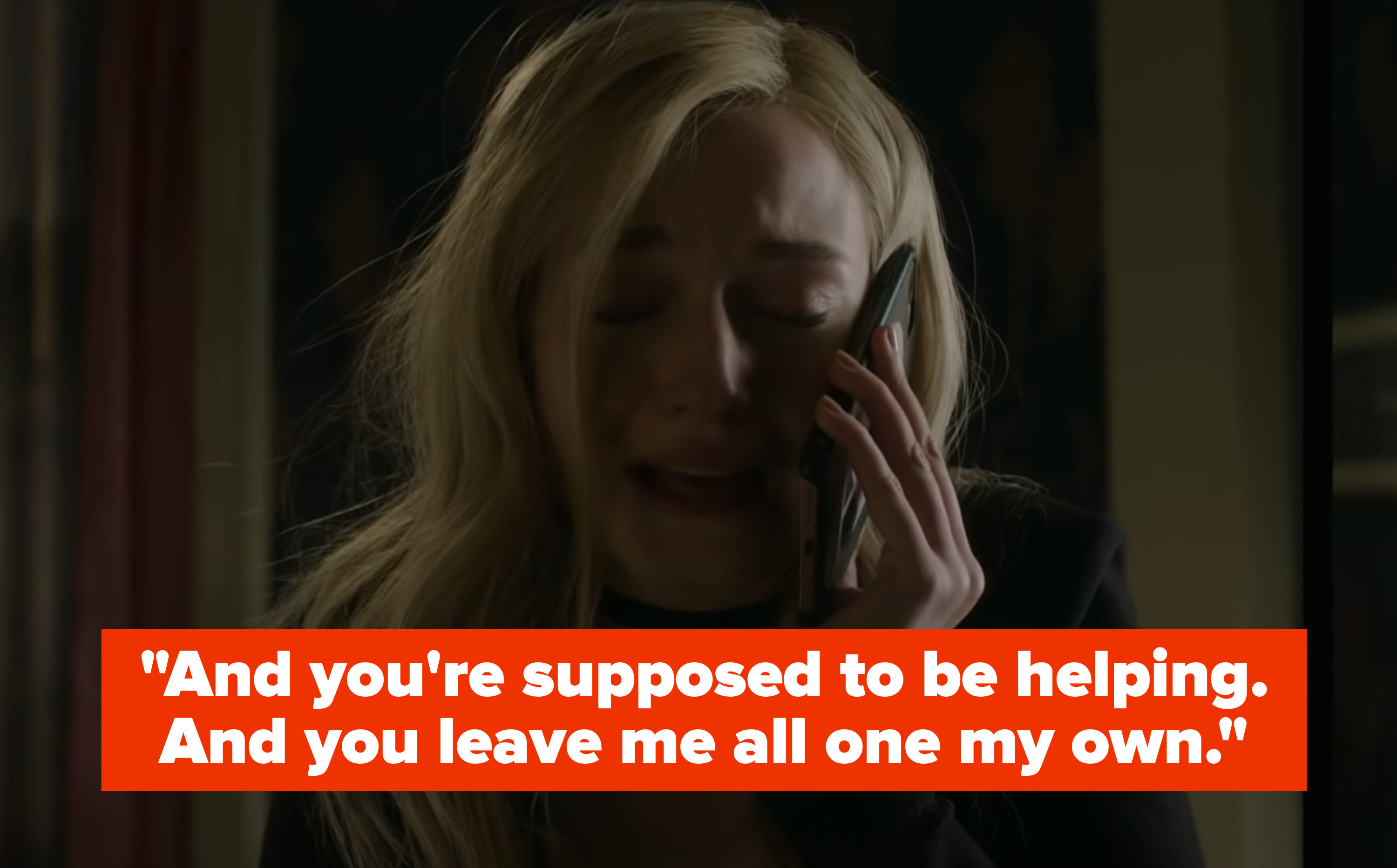 Anna cries on the phone
