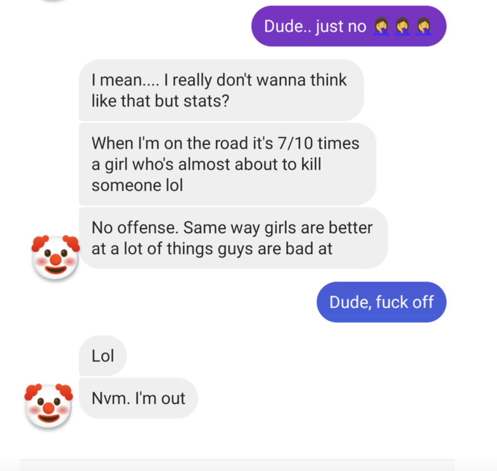 Text from man telling woman &quot;no offense. some girls are better at a lot of things guys are bad at.&quot;