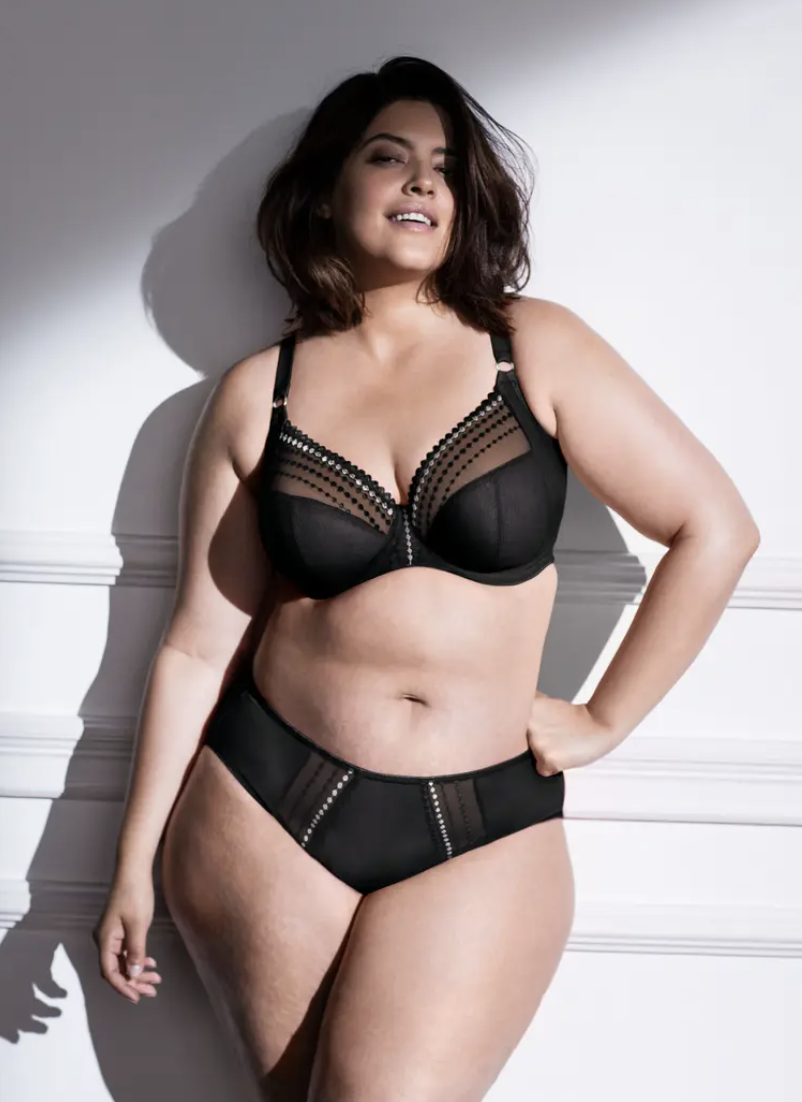 a person wearing the full support bra with the matching undies