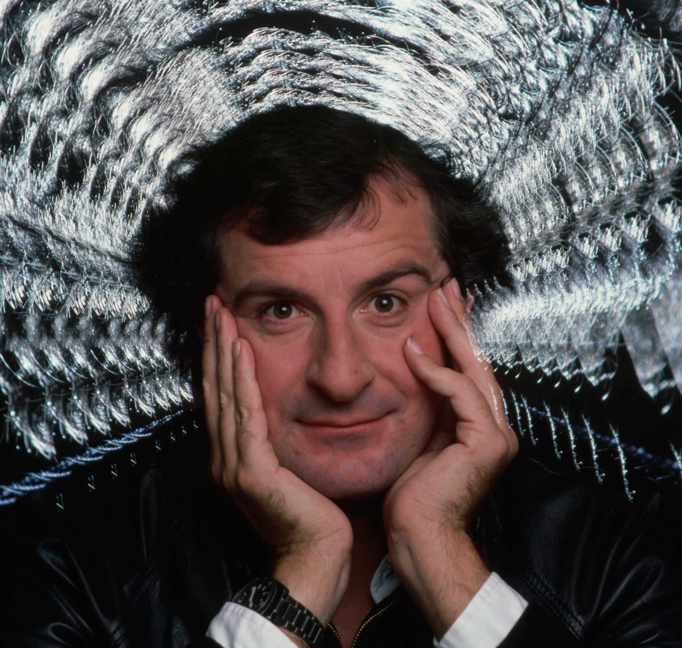 Douglas Adams, author of The Hitchhiker&#x27;s Guide to the Galaxy, surrounded by halos