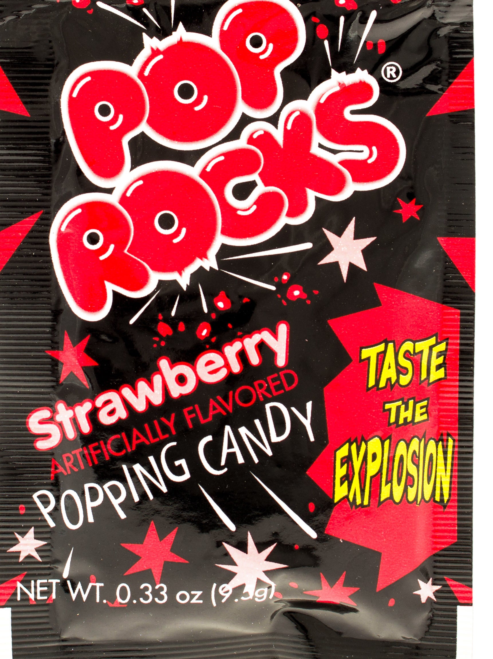 A strawberry-flavored pack of Pop Rocks
