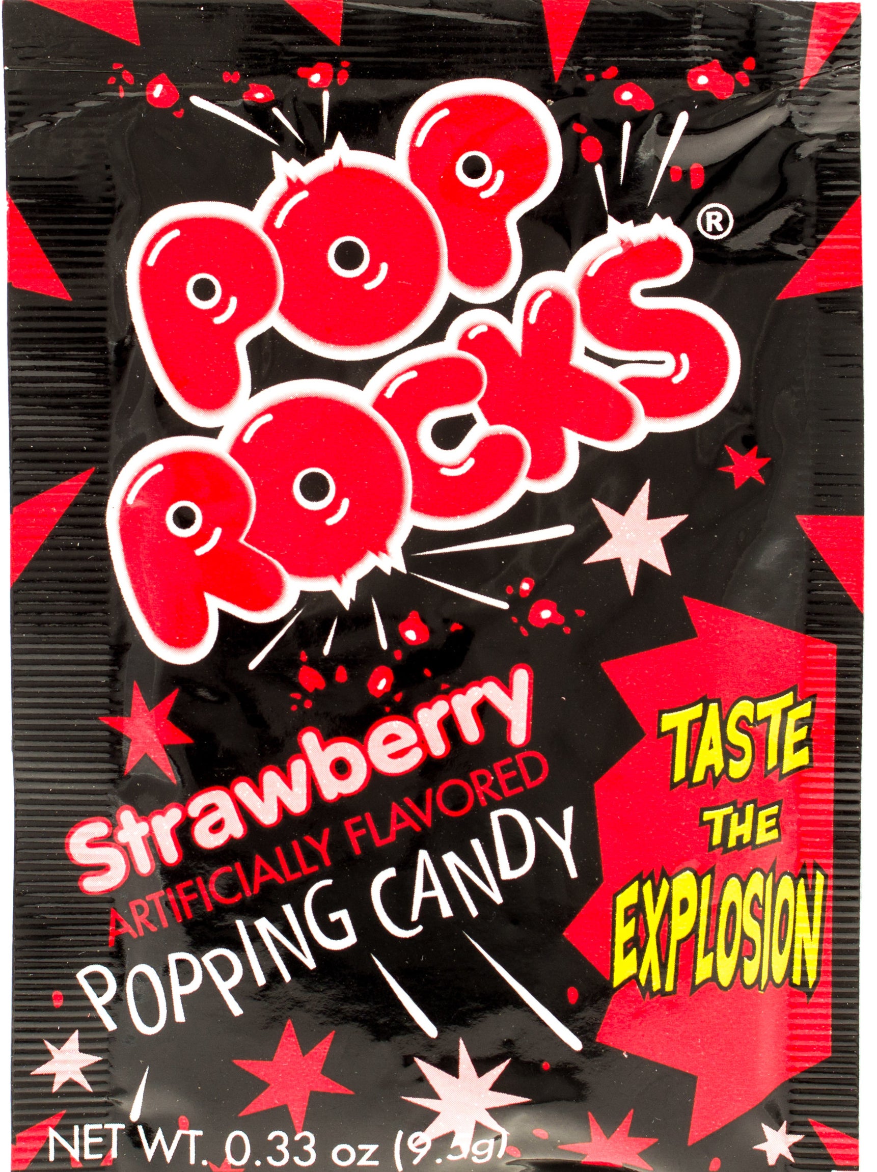 A strawberry-flavored pack of Pop Rocks