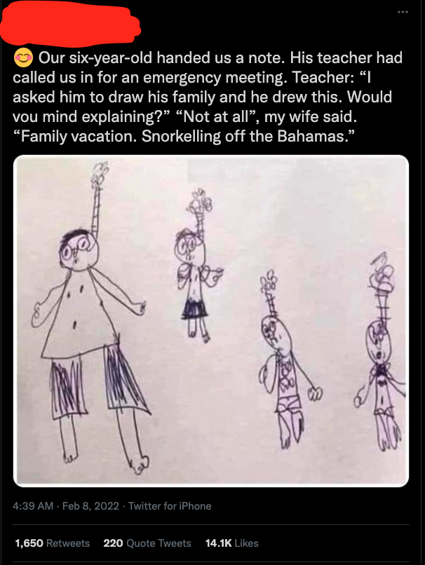 Kid gets called to the principal&#x27;s office because he draws a picture of his family snorkeling, but it looks like they are blazing weed