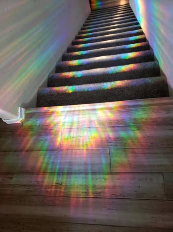 Reviewer image of rainbow reflection on the stairs