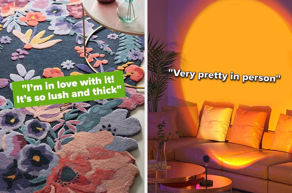 The sunset light projected on to a living room wall