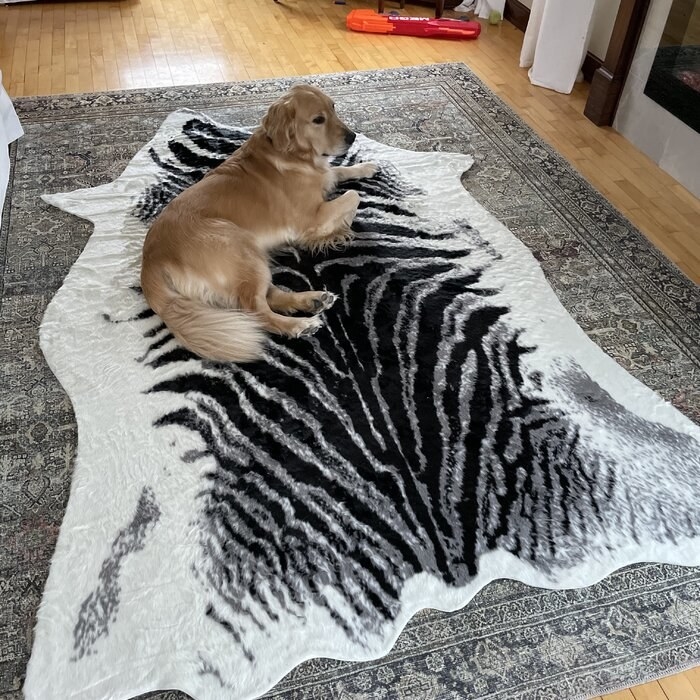 reviewer photo of animal print rug