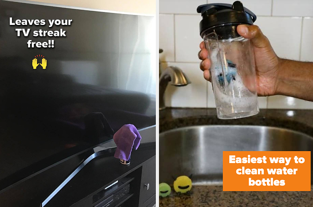 (left) screen cleaner (right) water bottle cleaner