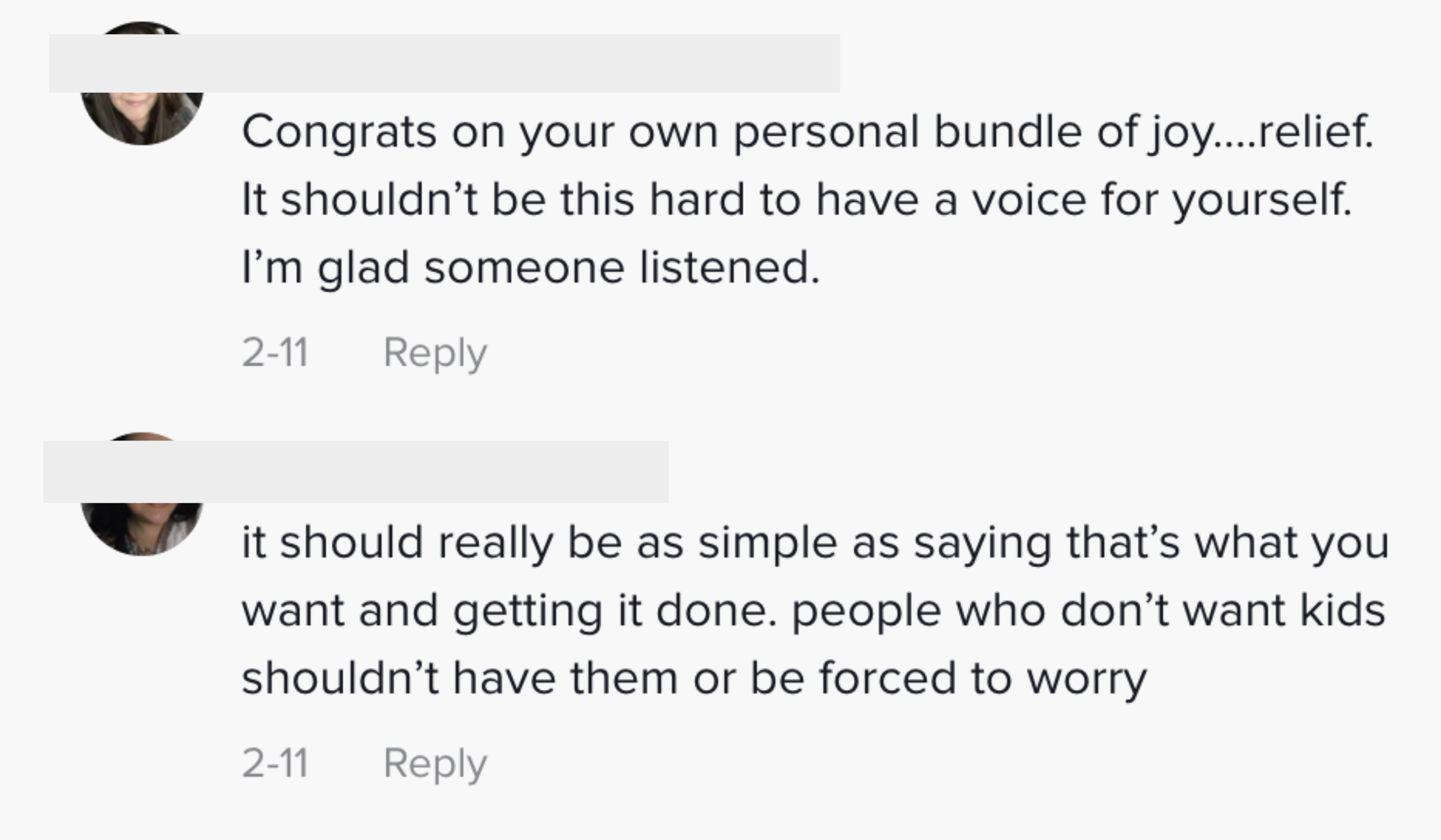Commenters congratulating Abby and telling her it should be as simple as saying that&#x27;s what a patient wants and then being able to get it done