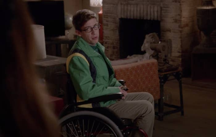 Artie sitting in a wheelchair