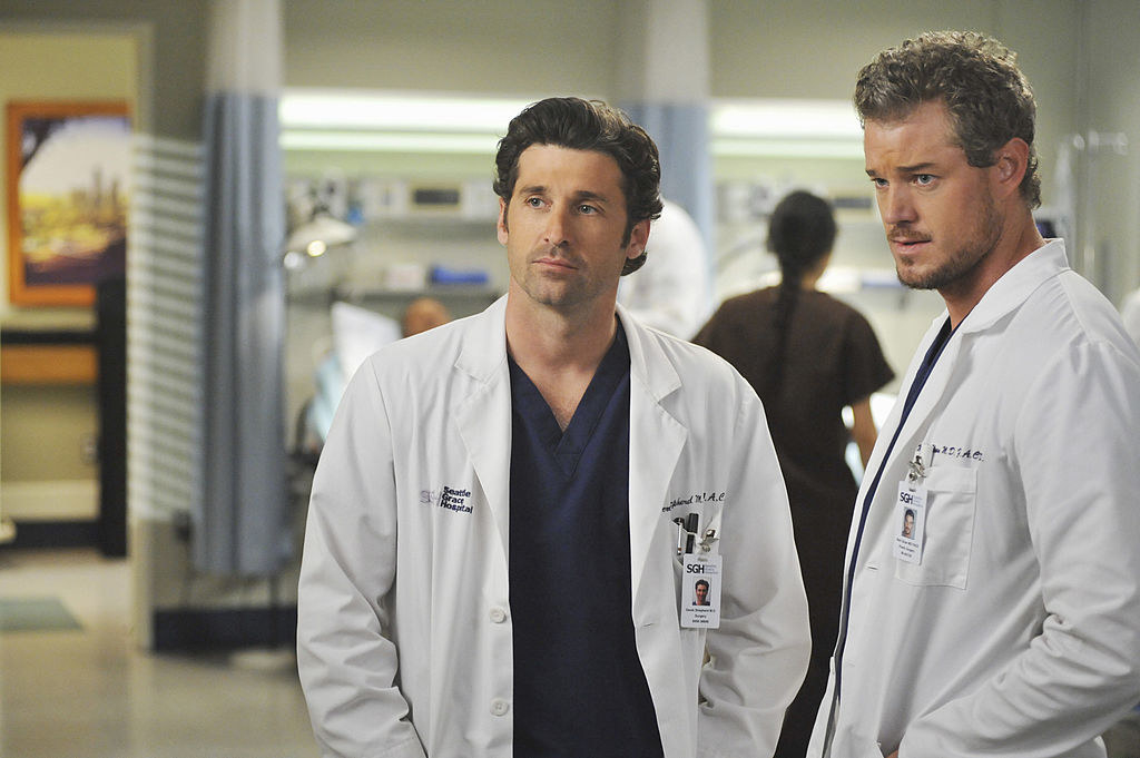 Patrick Dempsey as Dr. Derek Shepherd and Eric Dane as Dr. Mark Sloan in Grey&#x27;s Anatomy