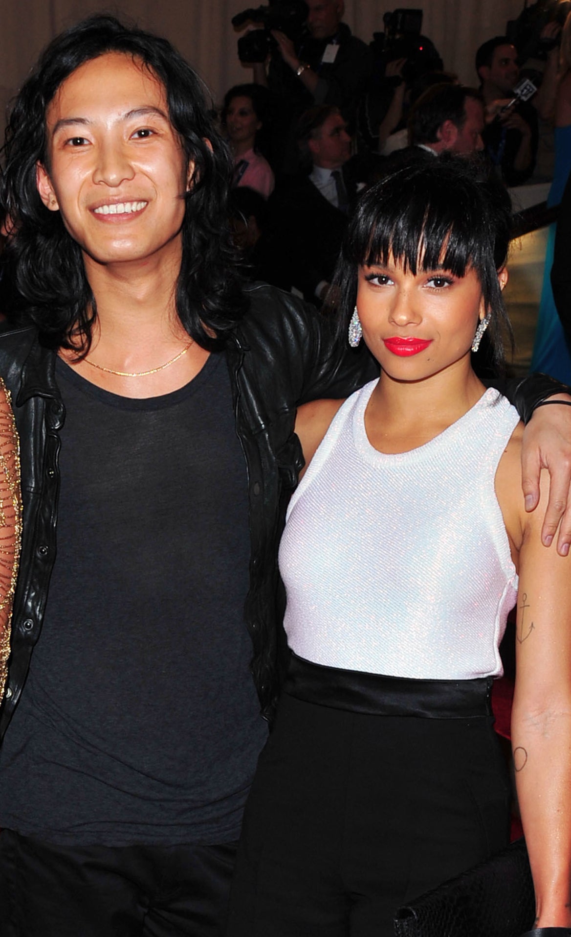 Alexander Wang and Zoe posing for a photo backstage