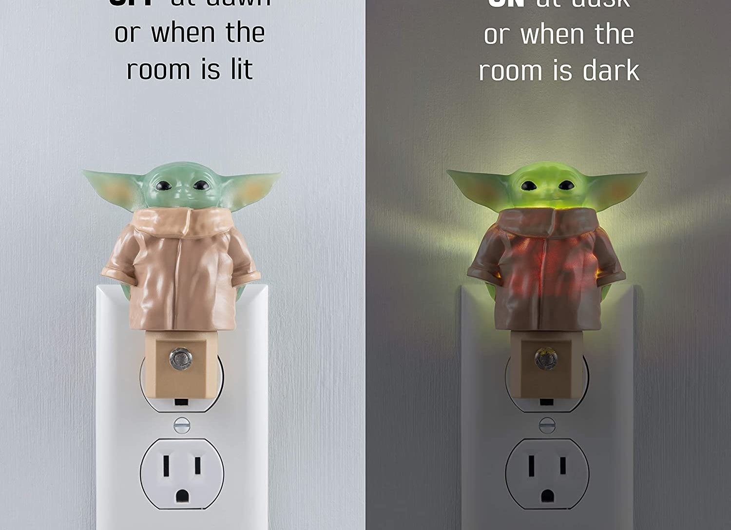 The Yoda light off in the day time and the Yoda light on at night